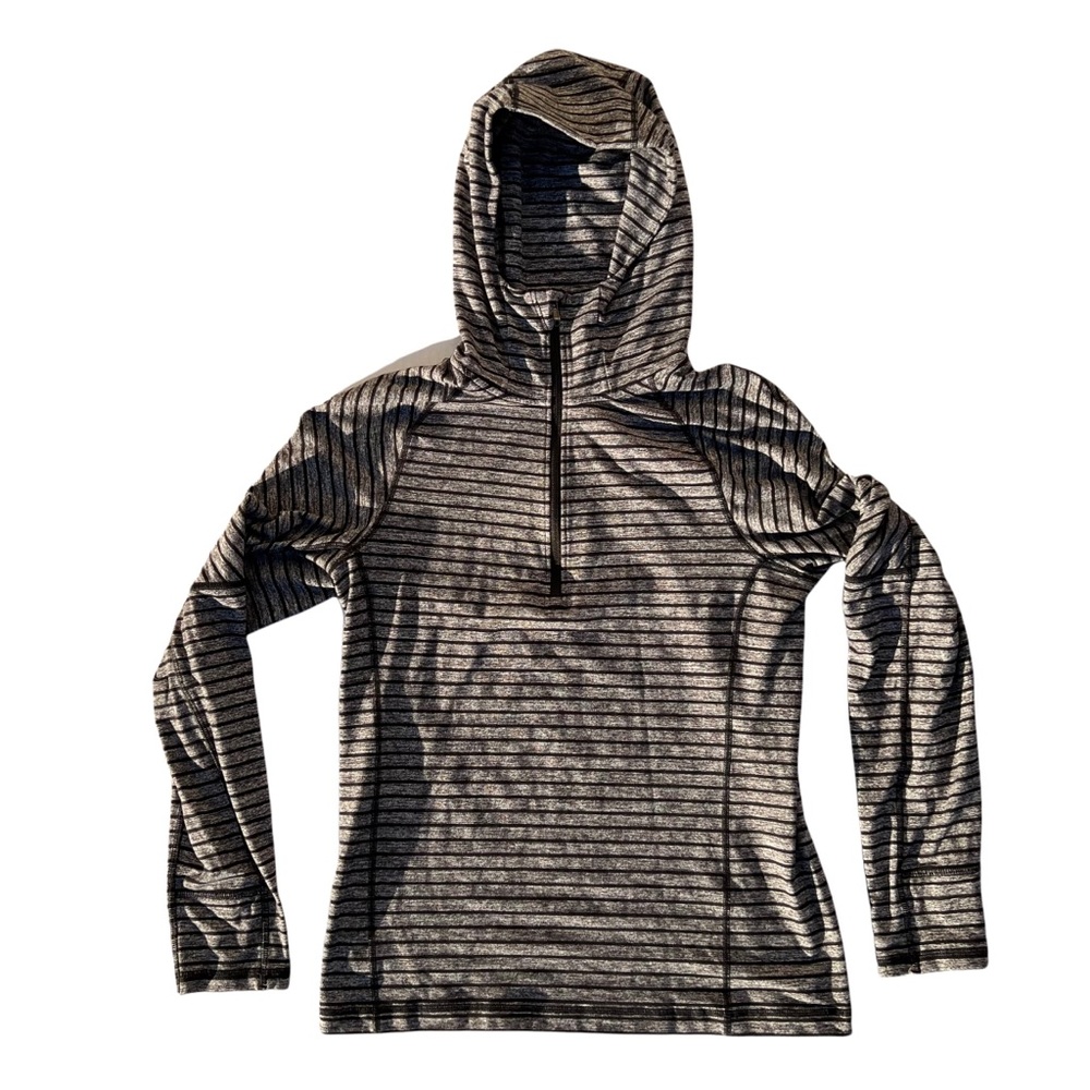 Lululemon striped quarter pullover zip with thumb holes